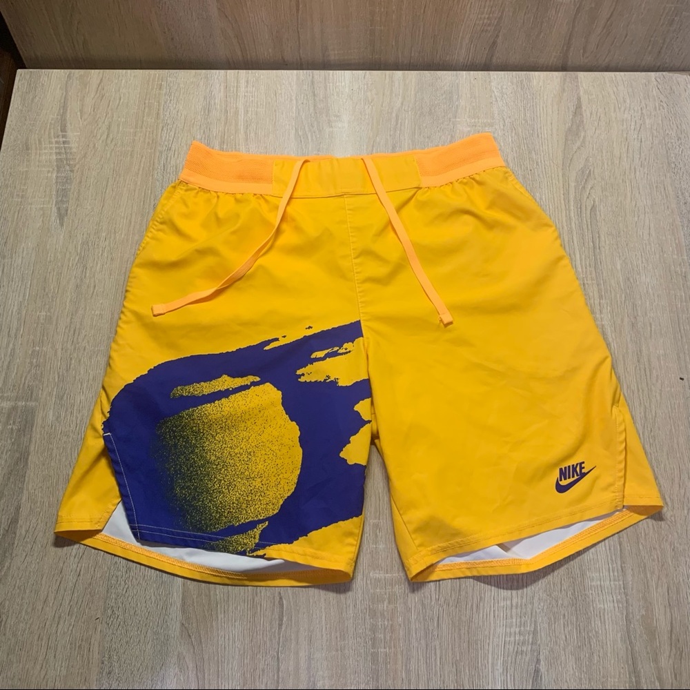 Nike challenger court slam shorts yellow and purple lakers color